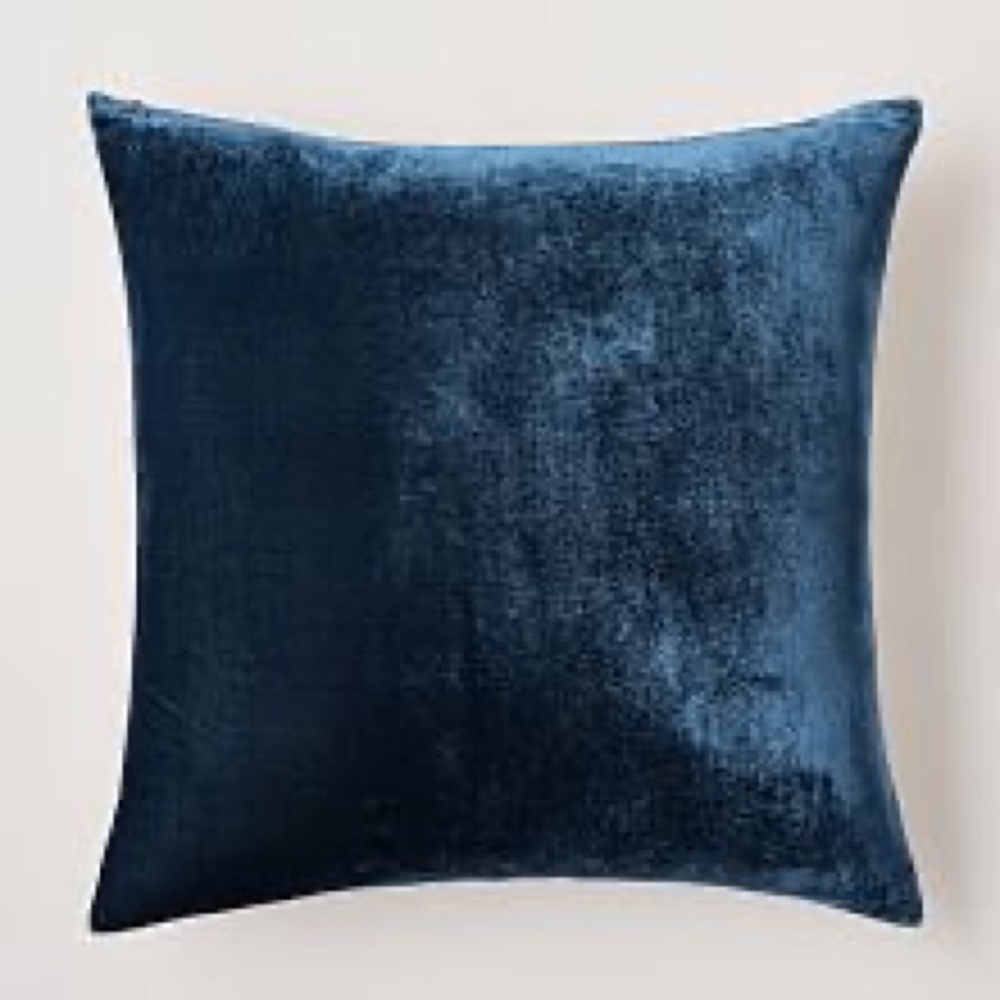West Elm Deep Blue Velvet Accent Pillow
